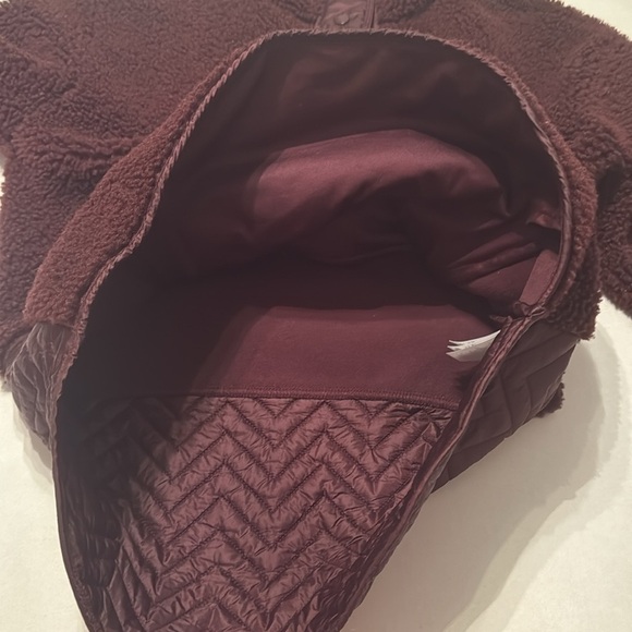 Athleta Burgundy Cozy Sherpa Snap Jacket Sweatshirt Size M - Picture 9 of 14